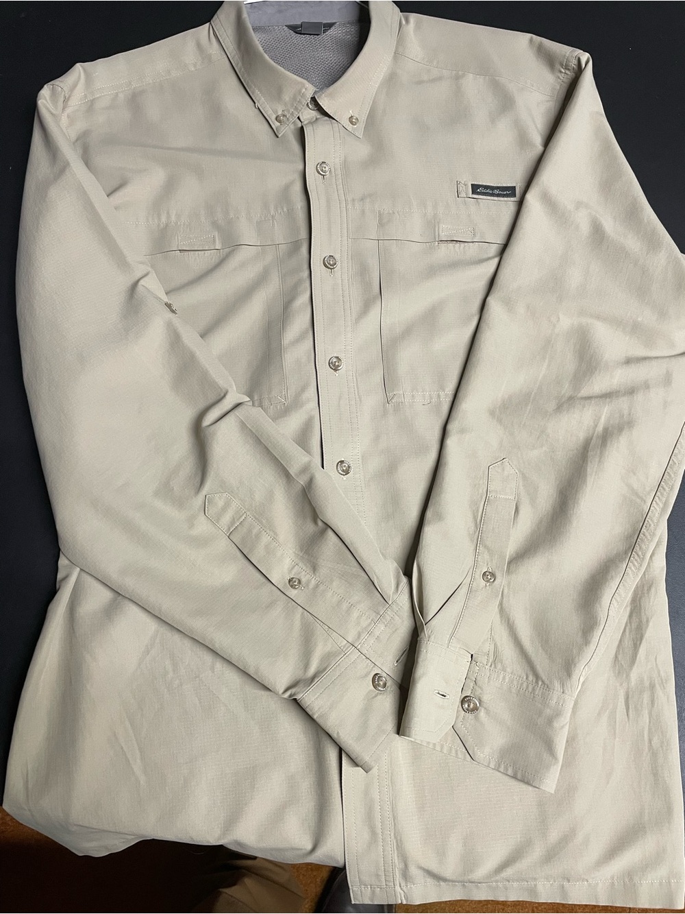 Eddie Bauer Light Beige Button-Front Shirt